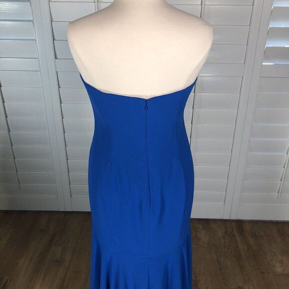 After Six Bright Blue Strapless Chiffon Dress XL Evening Gown Prom Homecoming - Picture 10 of 12